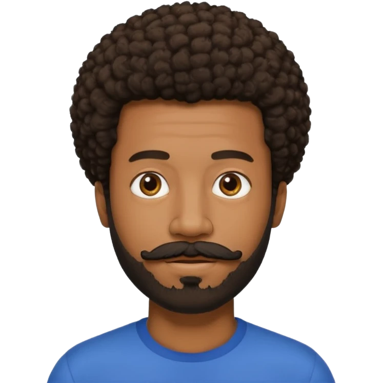 black man with beard, mustache, and short afro emoji