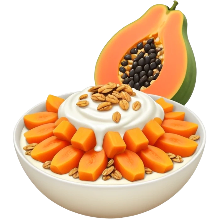 papaya with yogurt granola and honey emoji