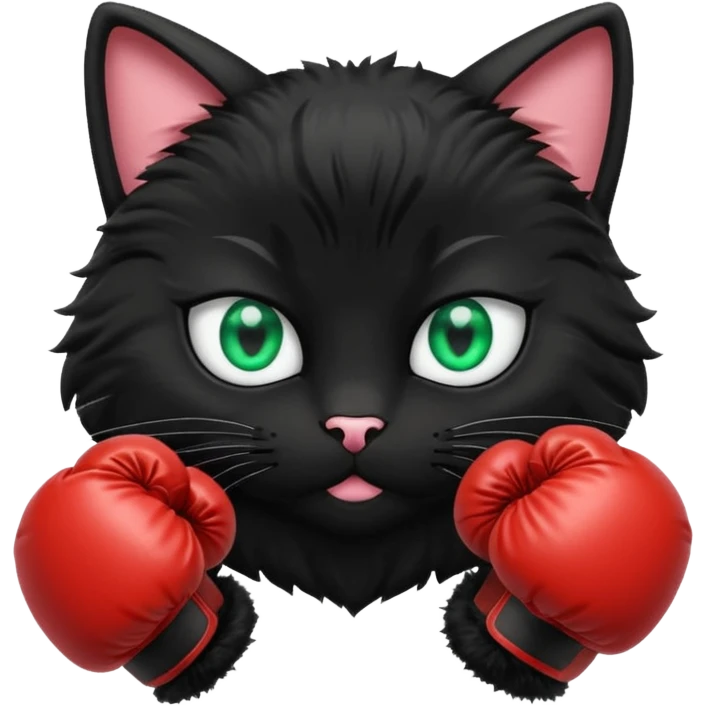 Black cat wearing boxing gloves emoji