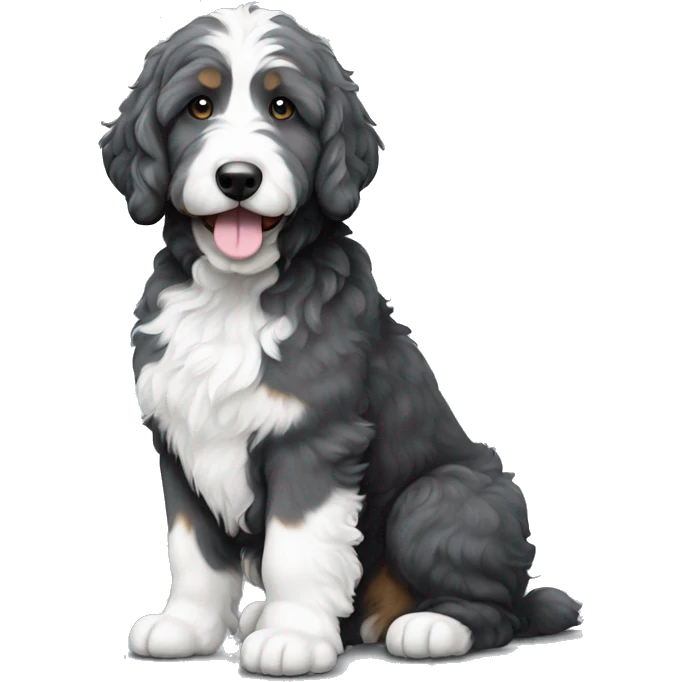 dark grey and white bernedoodle emoji