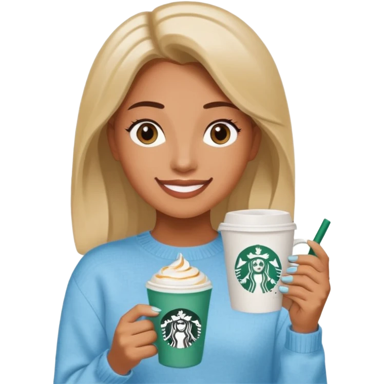 Preppy with nails and Starbucks smile emoji
