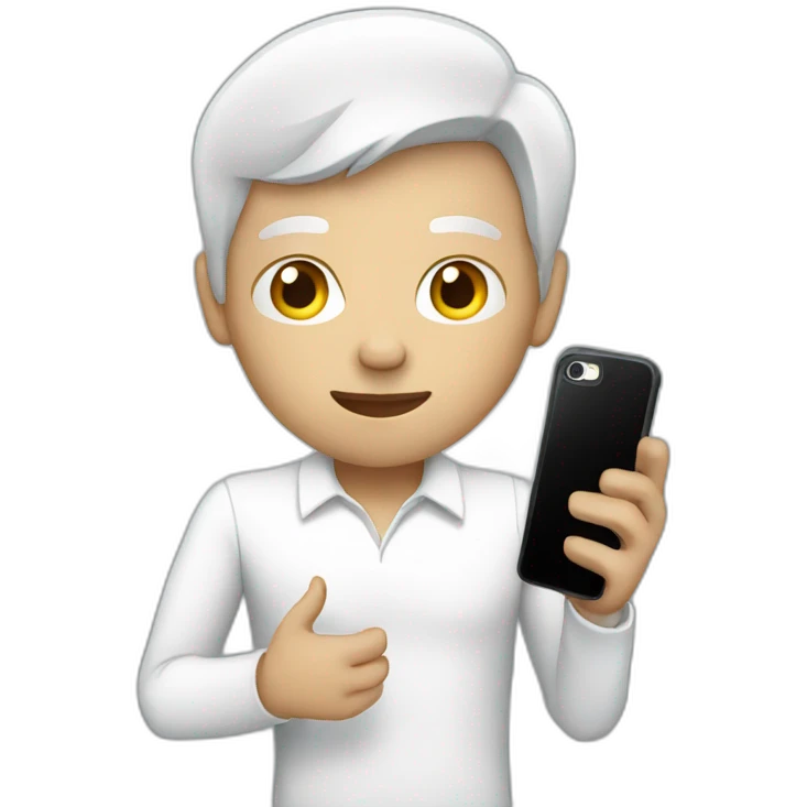 white human with phone emoji
