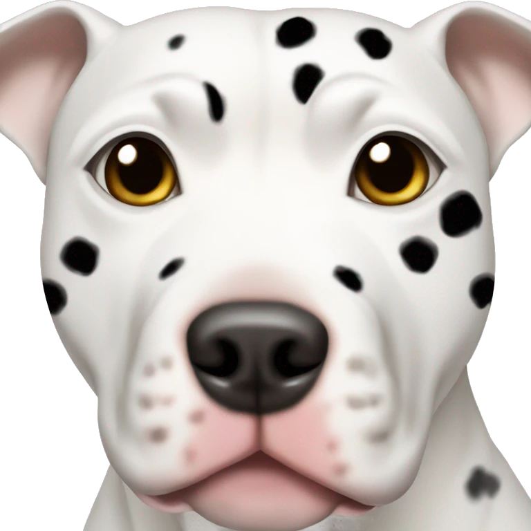 white pitbull with black spots and one black spot around the eye  emoji