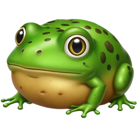 Frog in the shape of a potato emoji