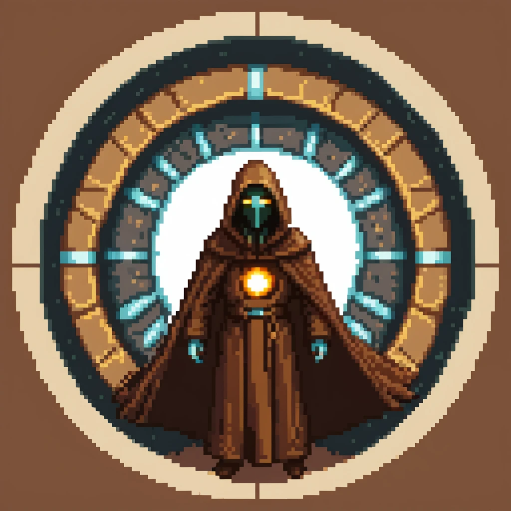 Cloaked figure with brown robe and sci-fi mask emerging from an energy portal emoji
