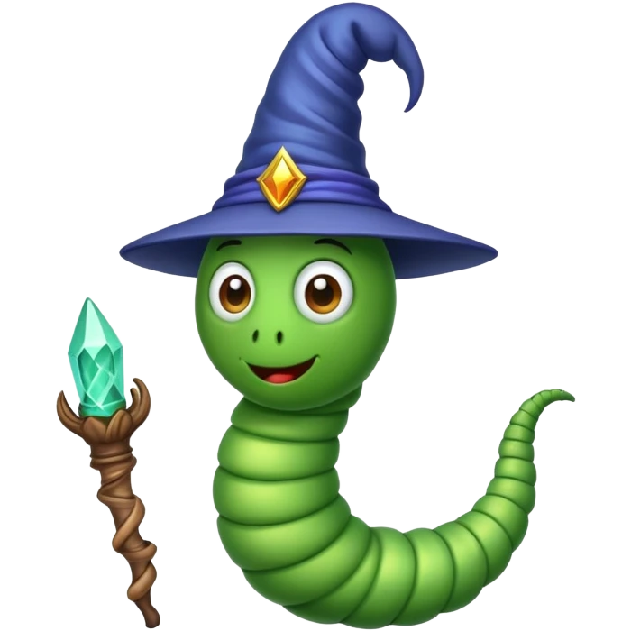 a worm with a wizard hat on emoji