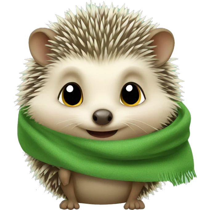 A cute Little hedgehog wearing a green scarf emoji