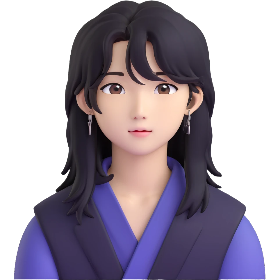 Hyunjin from Stray Kids, K-pop idol with long hair emoji