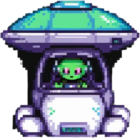 alien driving a UFO spacecraft emoji