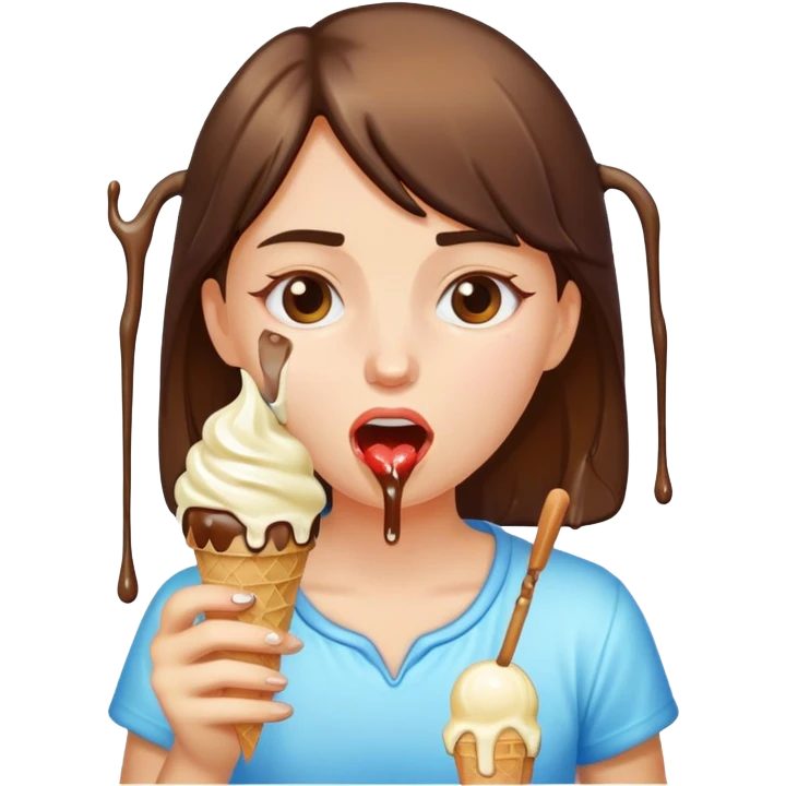 Naked gril ice cream in the mouth emoji