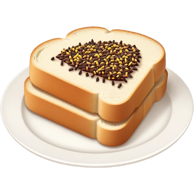 Slice of white bread on a white plate with chocolate sprinkles on top emoji
