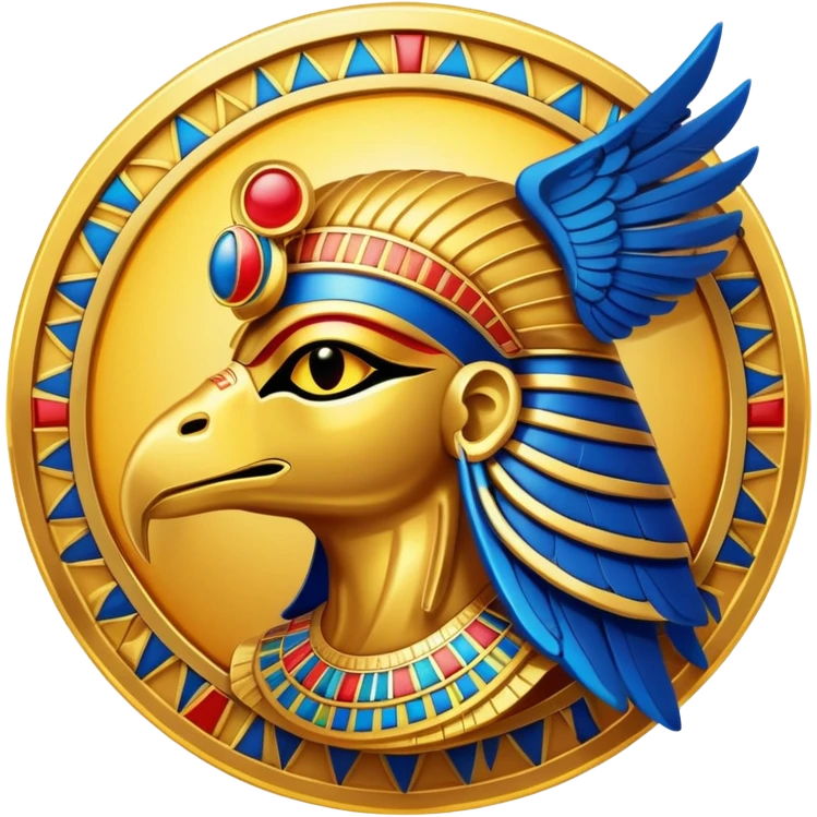 Egyptian sun god Ra with falcon head and sun disk emoji