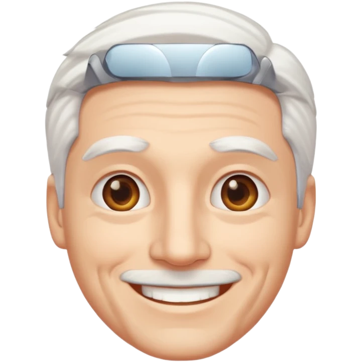 white-haired man smiling emoji