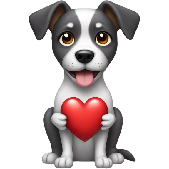 Dog holding a heart emoji