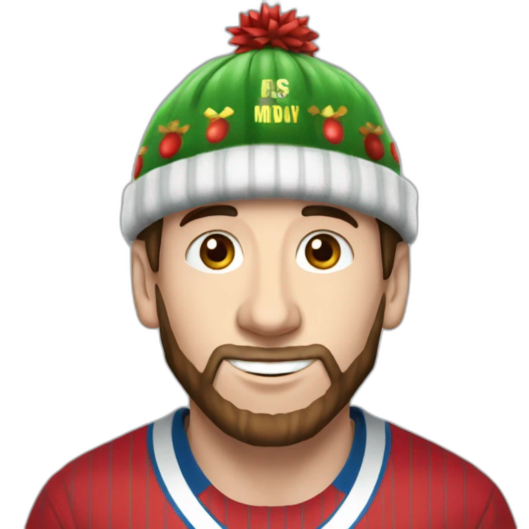 Messi con un gorro de navidad emoji