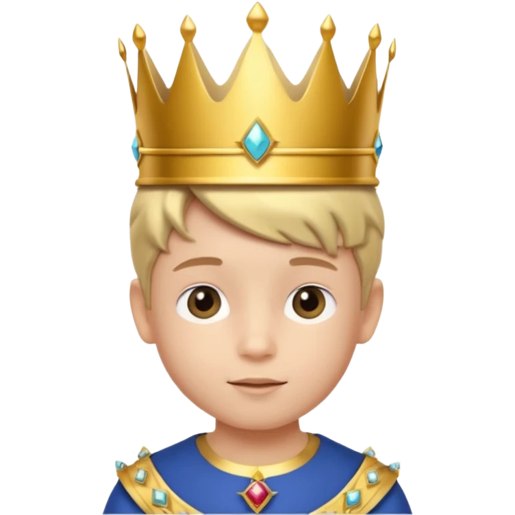 Royal Kid boy with fancy crown head 3d with real face emoji