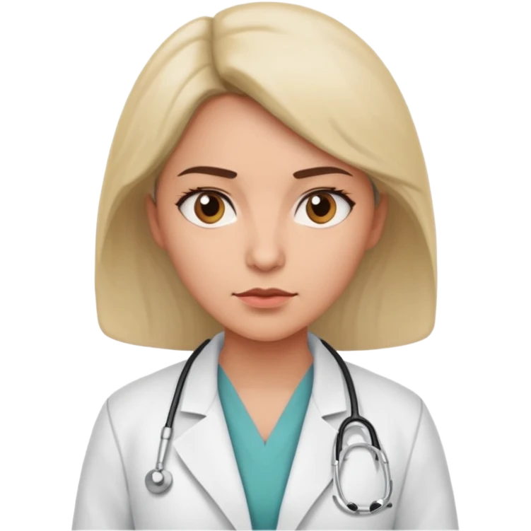 female medium skin physician, NO stethoscope around neck emoji