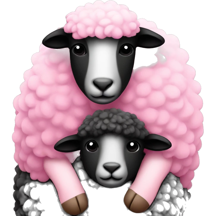 Black and pink Sheep cuddling emoji