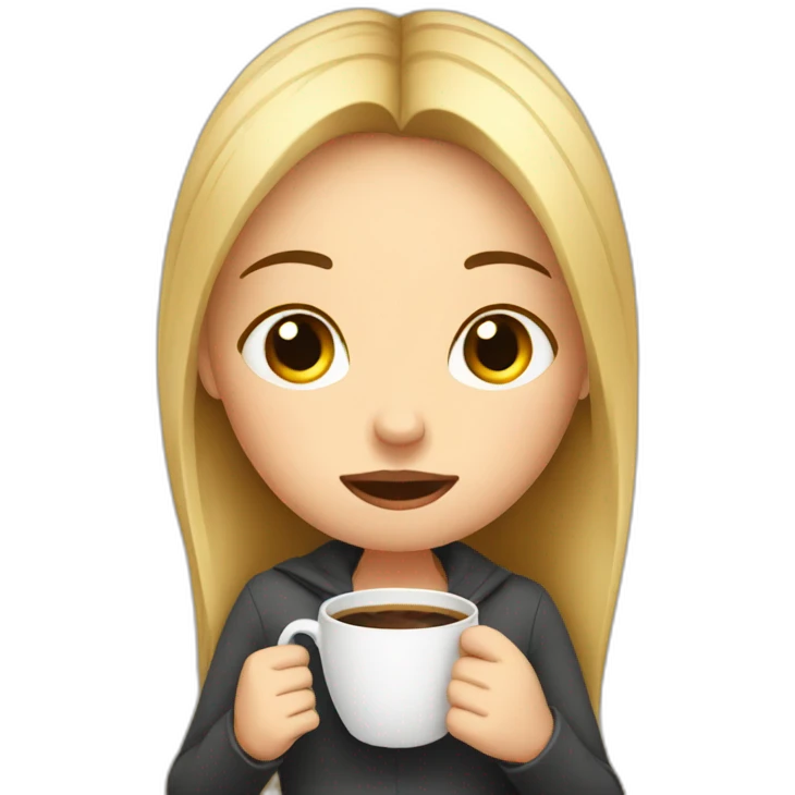 tired girl drinking coffee emoji