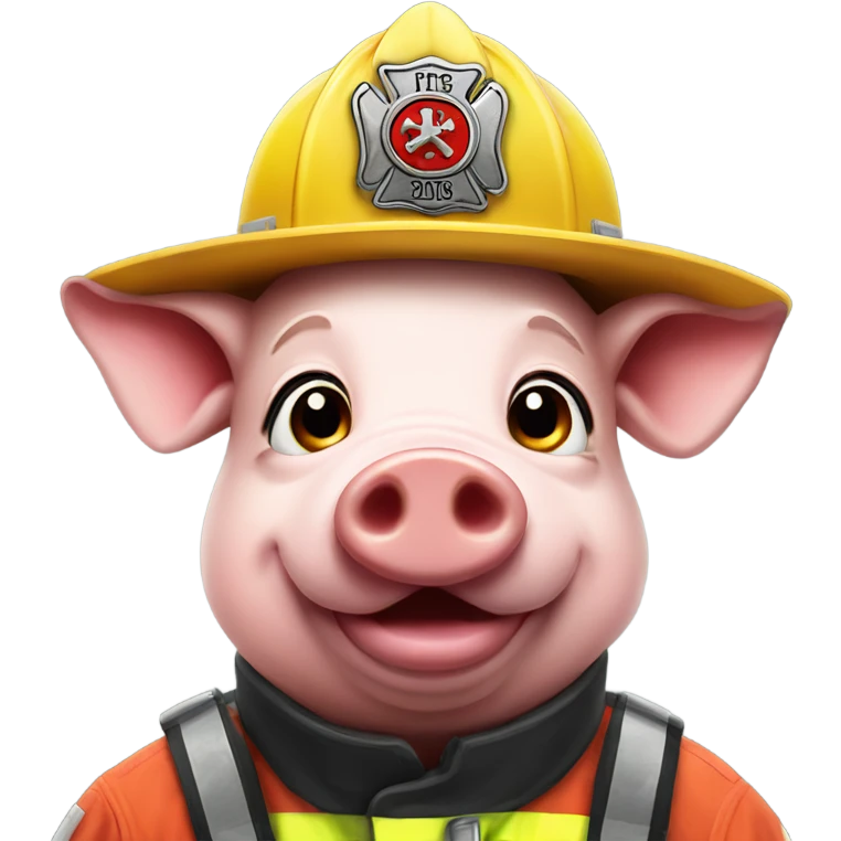 Pig  portrait as firefighter emoji