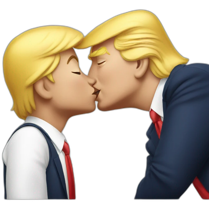 Donald Trump kissing son on the lips emoji