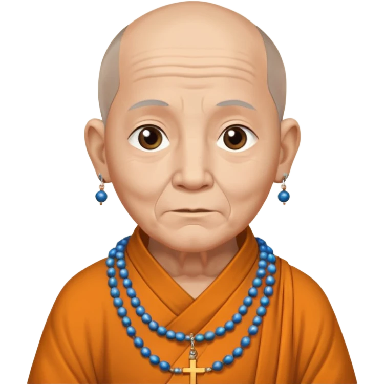An elderly monk with prayer beads, calm eyes, and wise presence.
 emoji