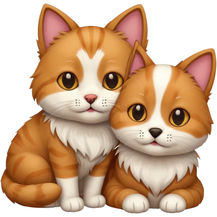 Cat and dog cuddling emoji