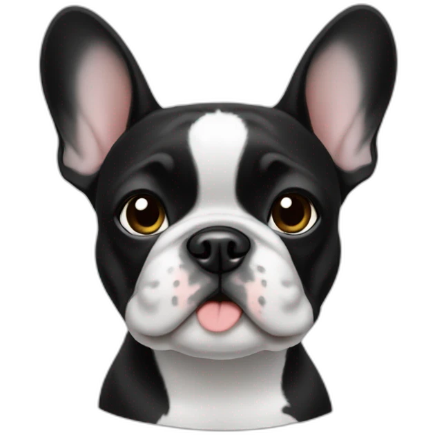 Black and white Frenchie emoji