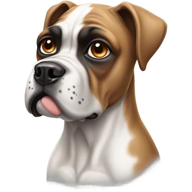White boxer one blue eye one brown eye emoji