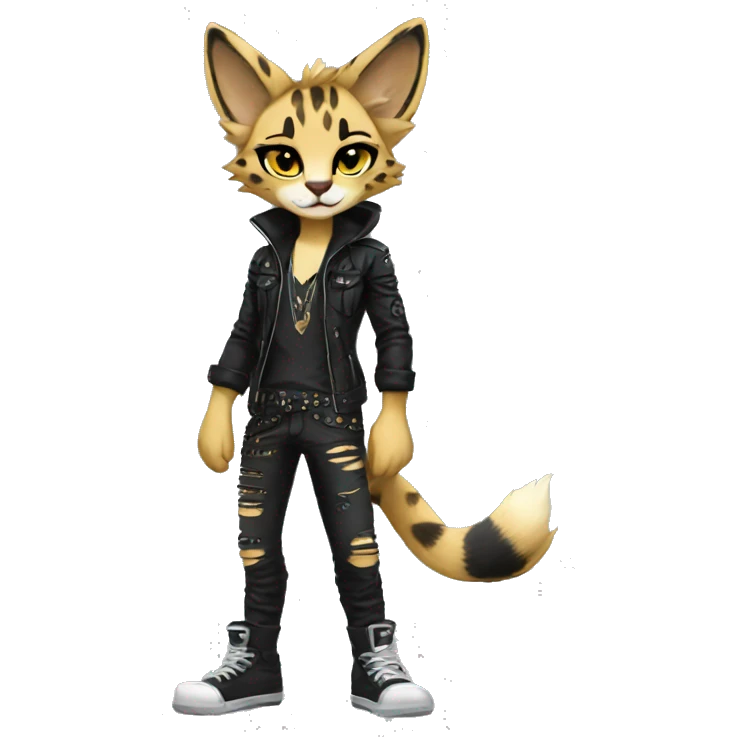Anthro Punk Serval Full body emoji
