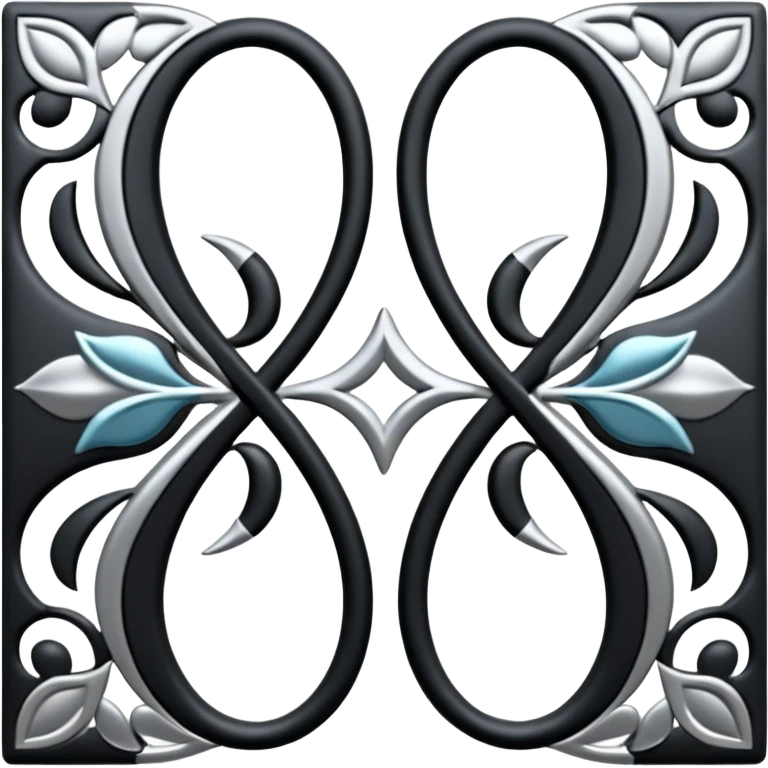 Black and silver filigree page divider, 3D, extremely detailed design emoji