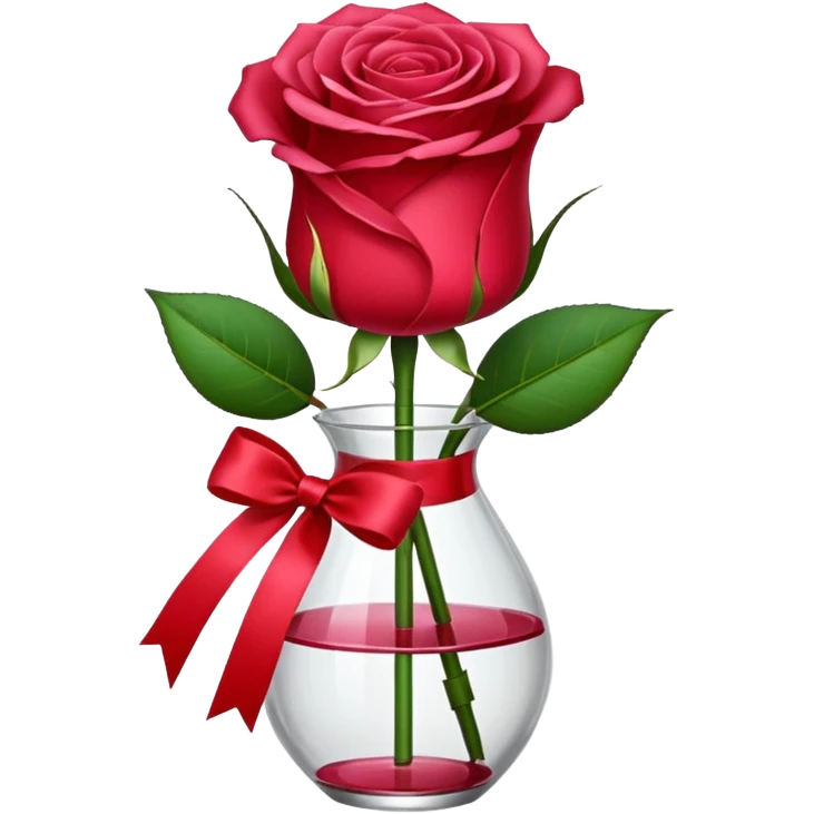 One red flower and one pink flower in transparent bouquet with red band  emoji