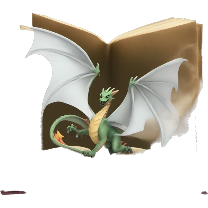 dragons flying out of book emoji