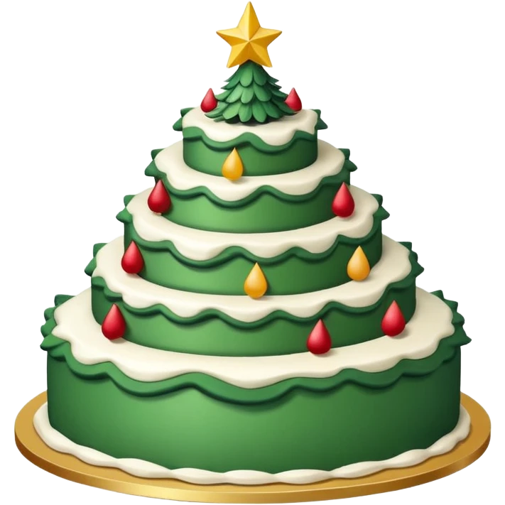cake that looks like christmas tree, it is layered with white cream and has sharp corners emoji