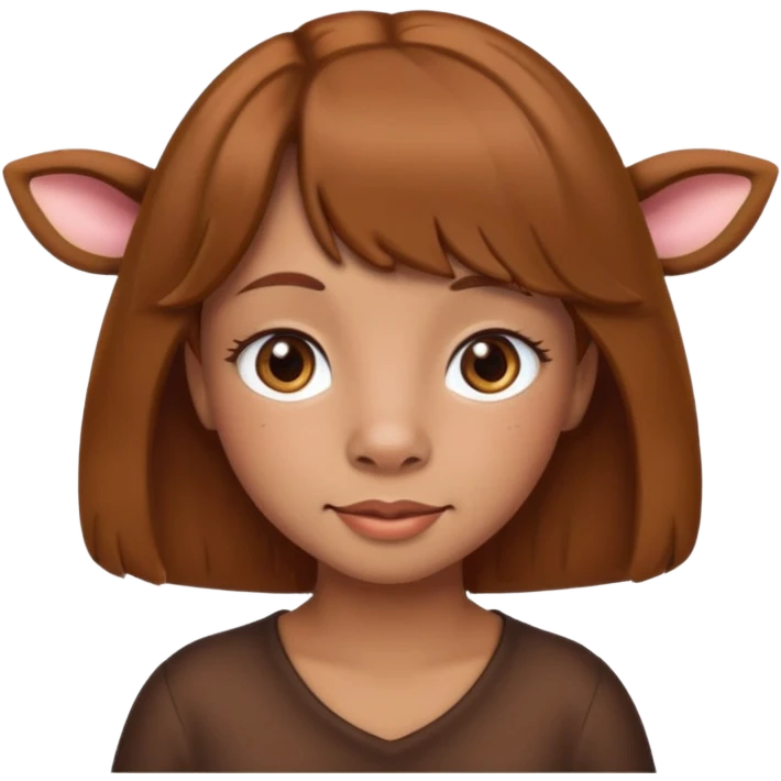 Make a cute girl brown cow with a brown wig and brown eyes emoji