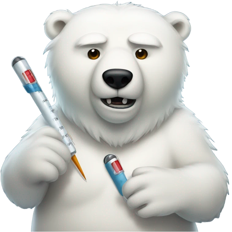 Sick polar bear with a thermometer emoji