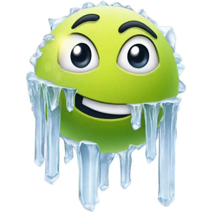 Frozen tennis ball with icicles emoji