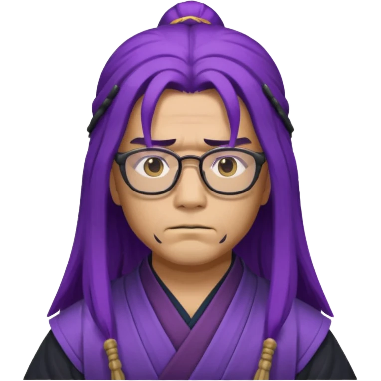 purple long hair samurai with glasses emoji