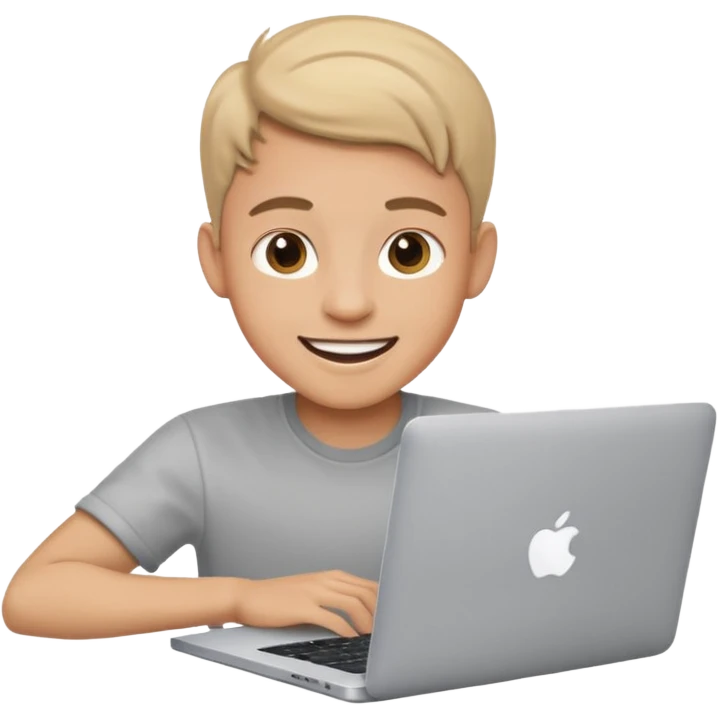happy boy Graphic designer whit a MacBook emoji
