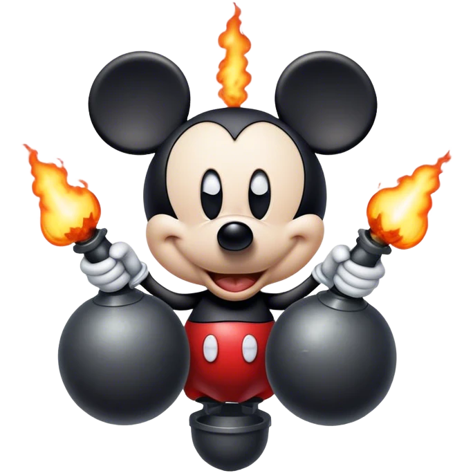 Psycho mickey Mouse with a bomb emoji
