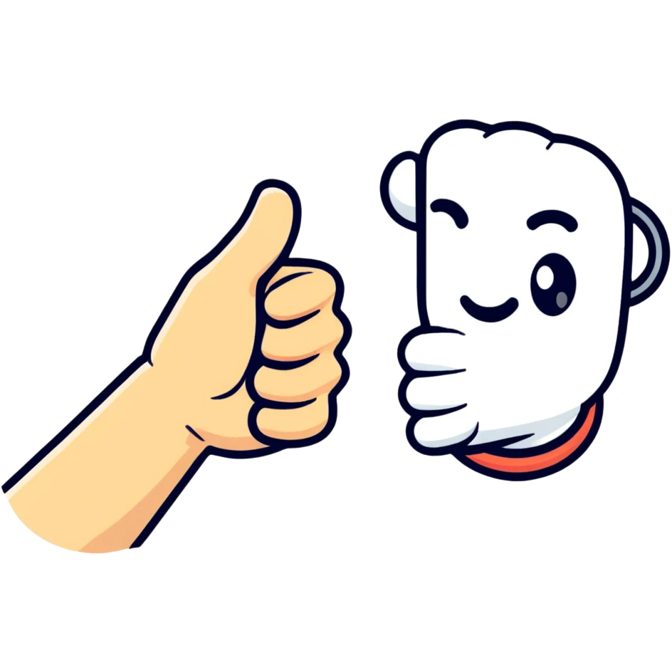 Girl with one hand giving thumbs up and the other hand giving thumbs down, showing mixed feelings emoji
