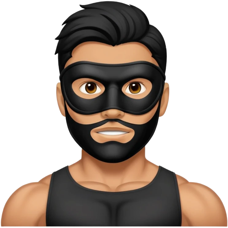 Men with black mask muscle emoji