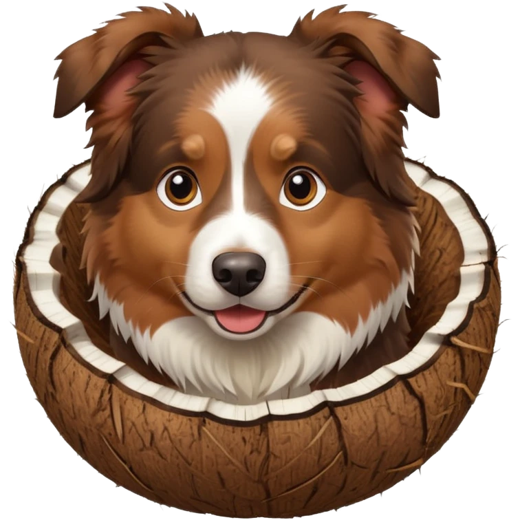 dog Australian shepherd in a coconut emoji