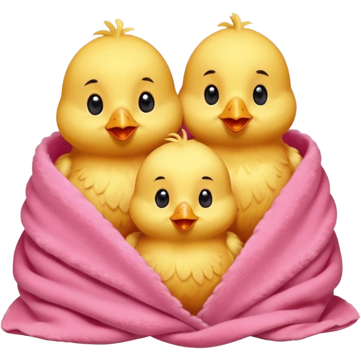 happy smile red chicks in pink blanket emoji