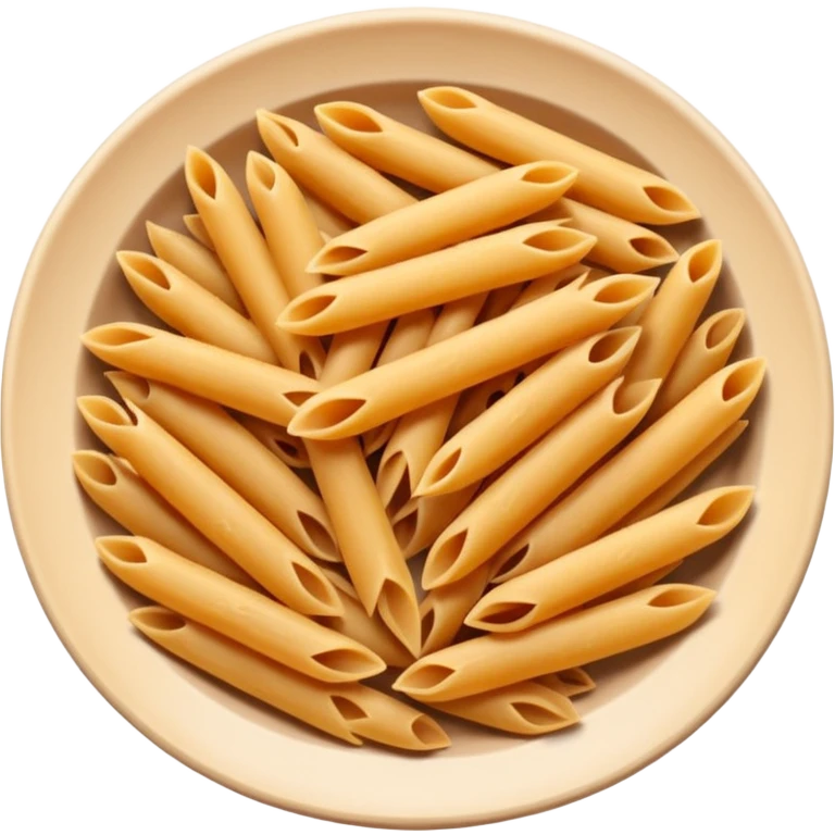 realistic whole wheat penne pasta, brownish color, appetizing emoji