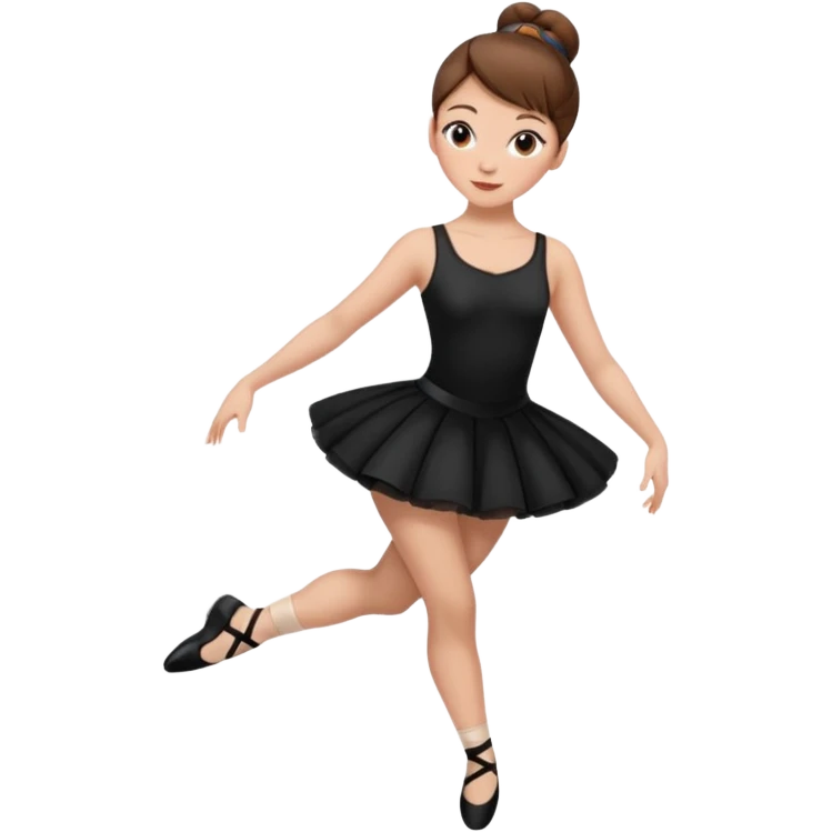 menina cabelos castanhos pele branca com coque vestida de roupas de jazz e sapatilhas pretas emoji