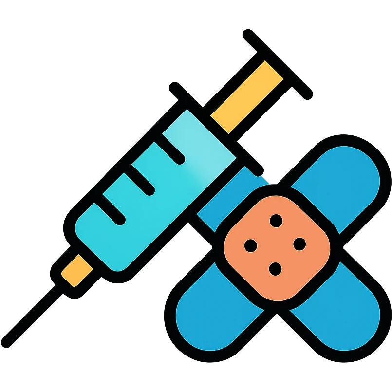 A vaccination icon with a syringe and a bandaid, representing immunization and healthcare emoji