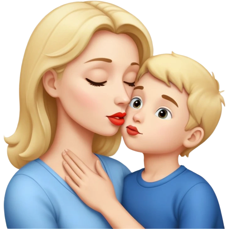naked Mom and son kissing emoji