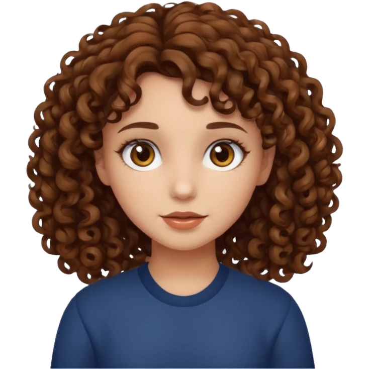 Make a a girl with curly brown hair and brown eyes emoji