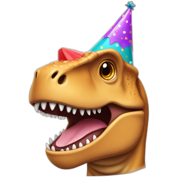 A trex wearing a birthday hat emoji